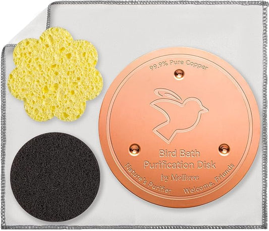 Mellbree Bird Bath Copper Disk & Clean Set, 0.6mm Reinforced 99.99% Pure Copper by Mellbree