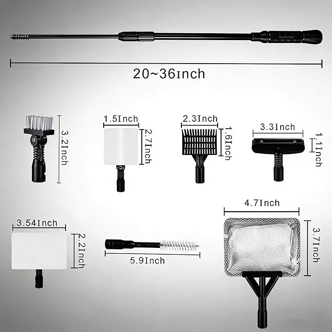 Carefree Fish 6IN1+1 Aquarium Cleaning Tools Long Handle Adjustable Length - Image 8