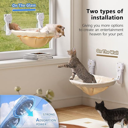 JUNSPOW Cat Window Perch Cordless, Foldable & Stable Cat Beds- Breathable Cat - Image 3