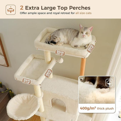 PAWZ Road Large Cat Tree, 73 Inches Tall Wooden Cat Tower - Image 7