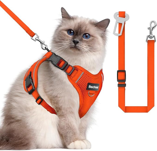 Cat Harness and Leash for Walking, 3 in 1 Adjustable Breathable Soft, Cat by BECHTEL