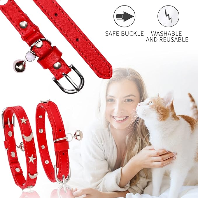CHUKCHI Leather Cat Collars for Boy Girl Cats - Image 4