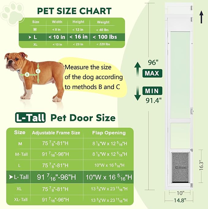 3 Flap Large Dog Door for Sliding Glass Door, Openable Pet Door for Sliding - Image 2