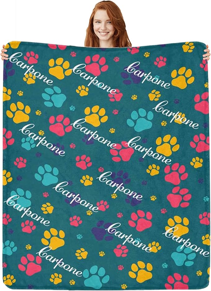 Personalized Paw Print Dog Blanket by Artsadd