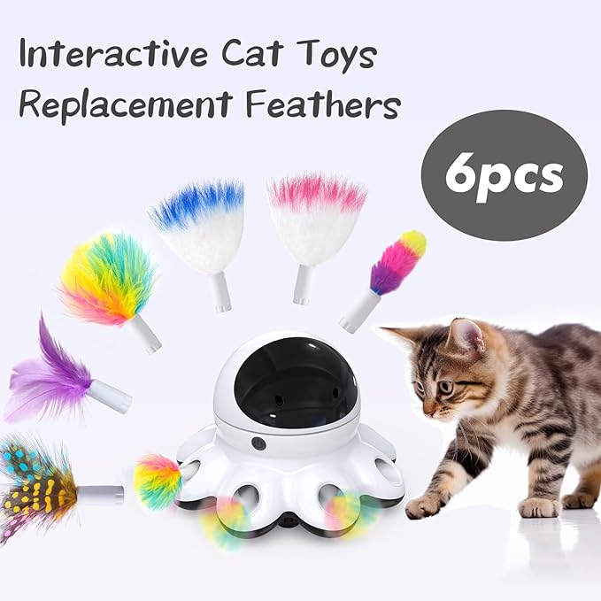 ORSDA 6Pcs Feathers Replacement and Soft Furry Accessories ONLY Fits Cat Toys - Image 3