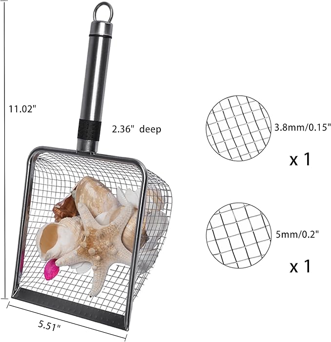 2-Pack Stainless Steel Cat Litter Scoop, 3.8mm Fine Mesh & 5mm Metal Scooper - Image 7