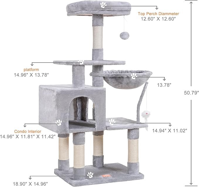 Heybly Cat Tree with Toy, Cat Tower condo - Image 3