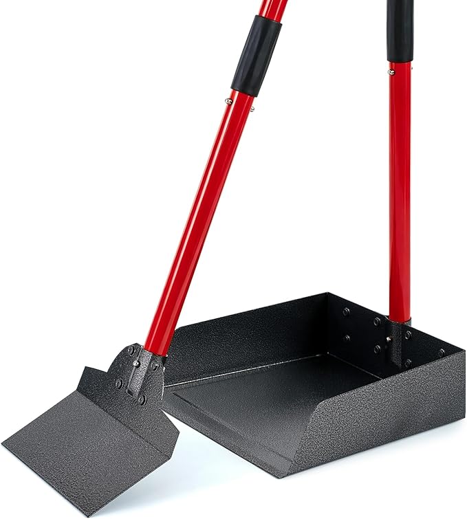 Pooper Scooper for Large Dogs, Adjustable Long Handle Metal Tray and Spade Poop by SnaglePaw