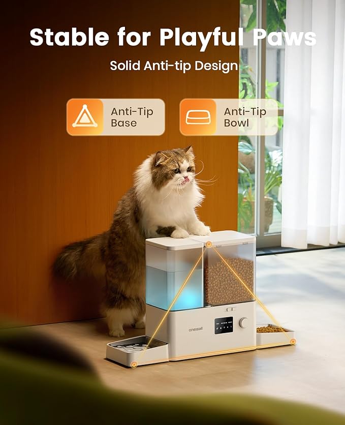 oneisall WiFi Automatic Cat Feeder and Water Dispenser, 2-in-1 Timed Cat Feeder - Image 8