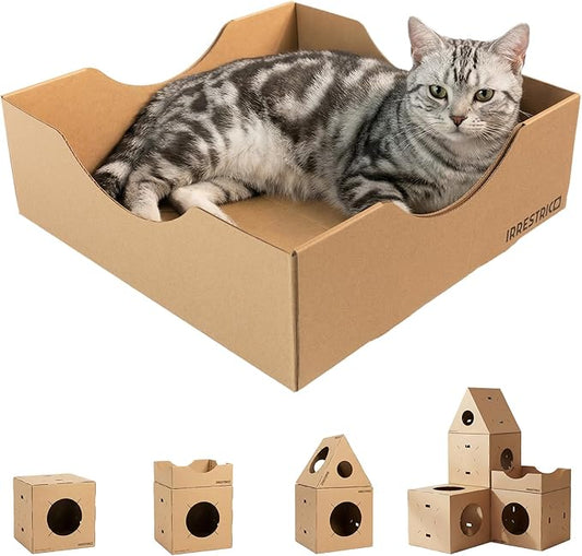 Modular Cardboard Cat Condo System, Bowl-Shaped Cat Bed Module, Foldable by Unknown