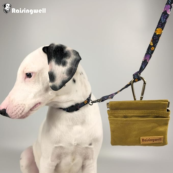 Raisingwell Dog Treat Pouch, Cotton Fabric, Hand Free Dog Walking Bag - Image 5