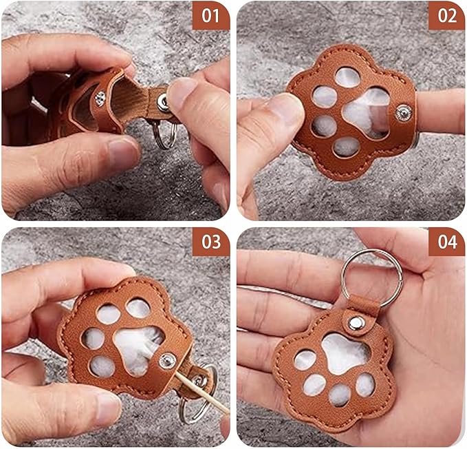 Personalized Leather Paw Pet Memorial Keychain - Image 6