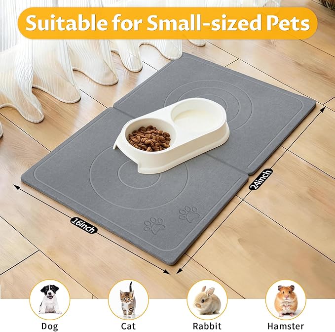 Stone Dog & Cat Food Mat, Bite-Proof Non-Slip Large Diatomaceous Pet Feeding Mat - Image 7