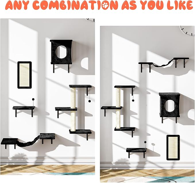 5 Pcs Cat Wall Shelves Set, Wall-Mounted Climber - Image 4