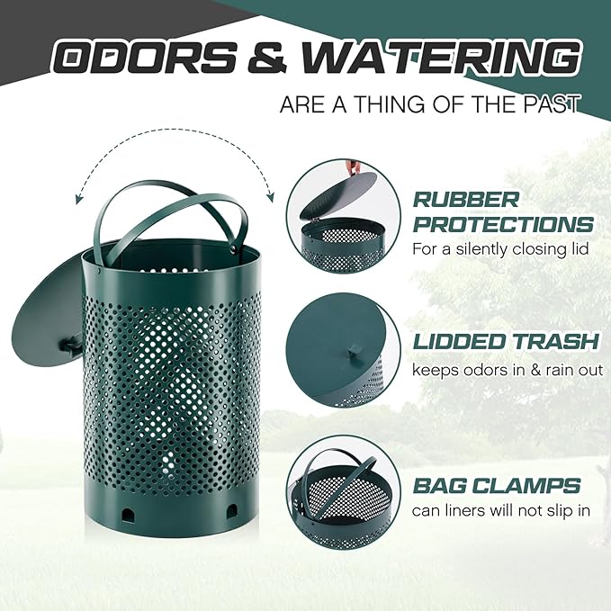 Dansydaisy Round Outdoor 5 Gallon Capacity Trash Can - Image 3