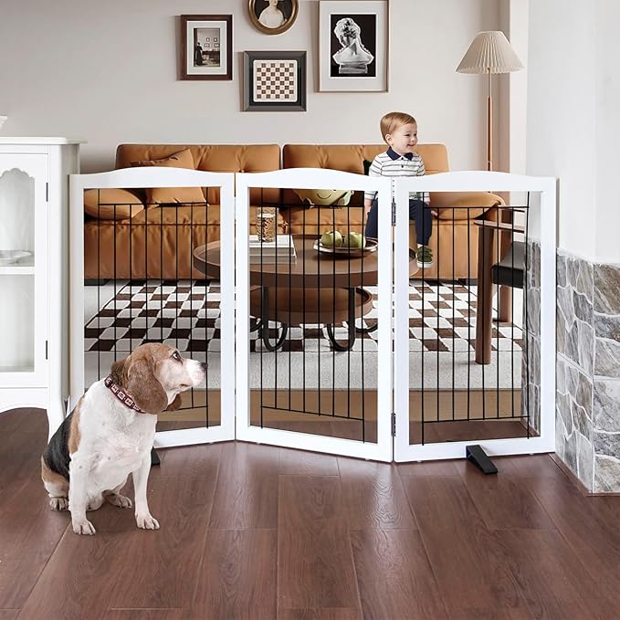 ZJSF Freestanding Dog Fence Indoor, Foldable Dog Gate by ZJSF
