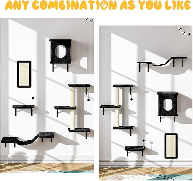 NUNU LAB Cat Wall Shelves, 10-in-1 Wall-Mounted Cat Furniture Set, Large Cat - Image 3