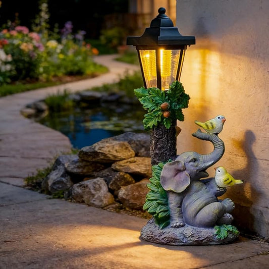 Solar Elephant Garden Statue, Outside Elephant Statue by ZYLiWoo