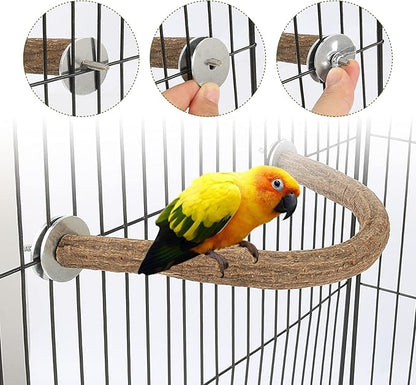 Rypet Natural Wood Bird Perch, U-Shaped Safe Chew & Rest Perch - Image 3