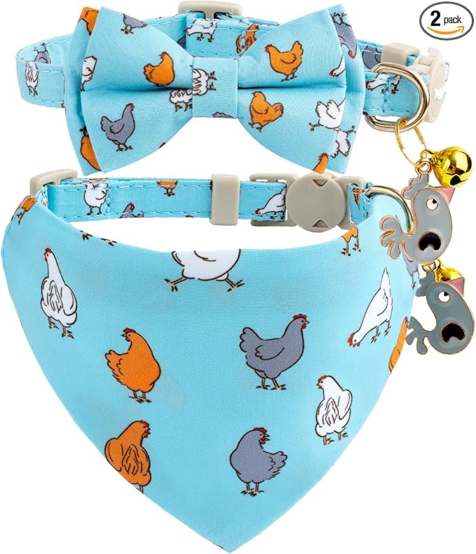 Faygarsle 2 Pack Chicken Pattern Cat Collar Set by Faygarsle