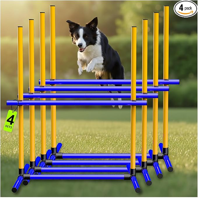 Dog Agility Hurdle Training Set, 4-Sets Jump Bar Equipment by MAICOBI