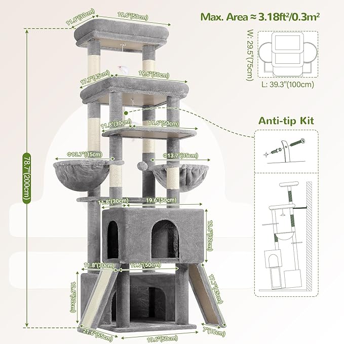Globlazer Heavy Duty Cat Tree 78 inch Sturdy Cat Tower - Image 6