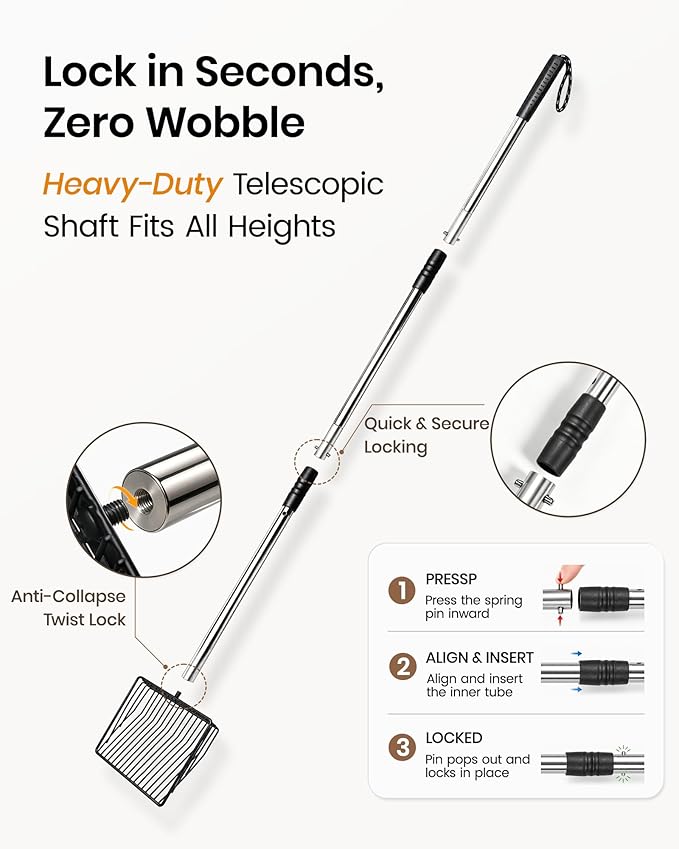 Cat Litter Scoop with Holder 43" Metal Litter Scooper with Stainless Steel Long - Image 4