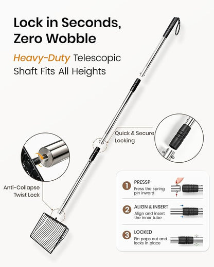 Cat Litter Scoop with Holder 43" Metal Litter Scooper with Stainless Steel Long - Image 4