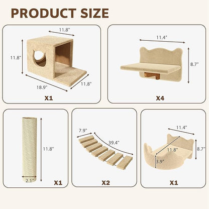 9-in-1 Cat Wall Shelves, Stable & Safe Wall Mounted Cats Shelf Furniture Set - Image 2