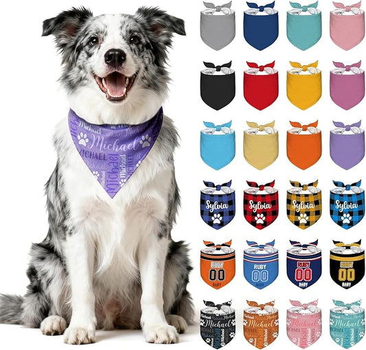 Personalized Dog Bandana Custom Dog Pet Scarf Customized Name Printing Bandanas by Nevaou