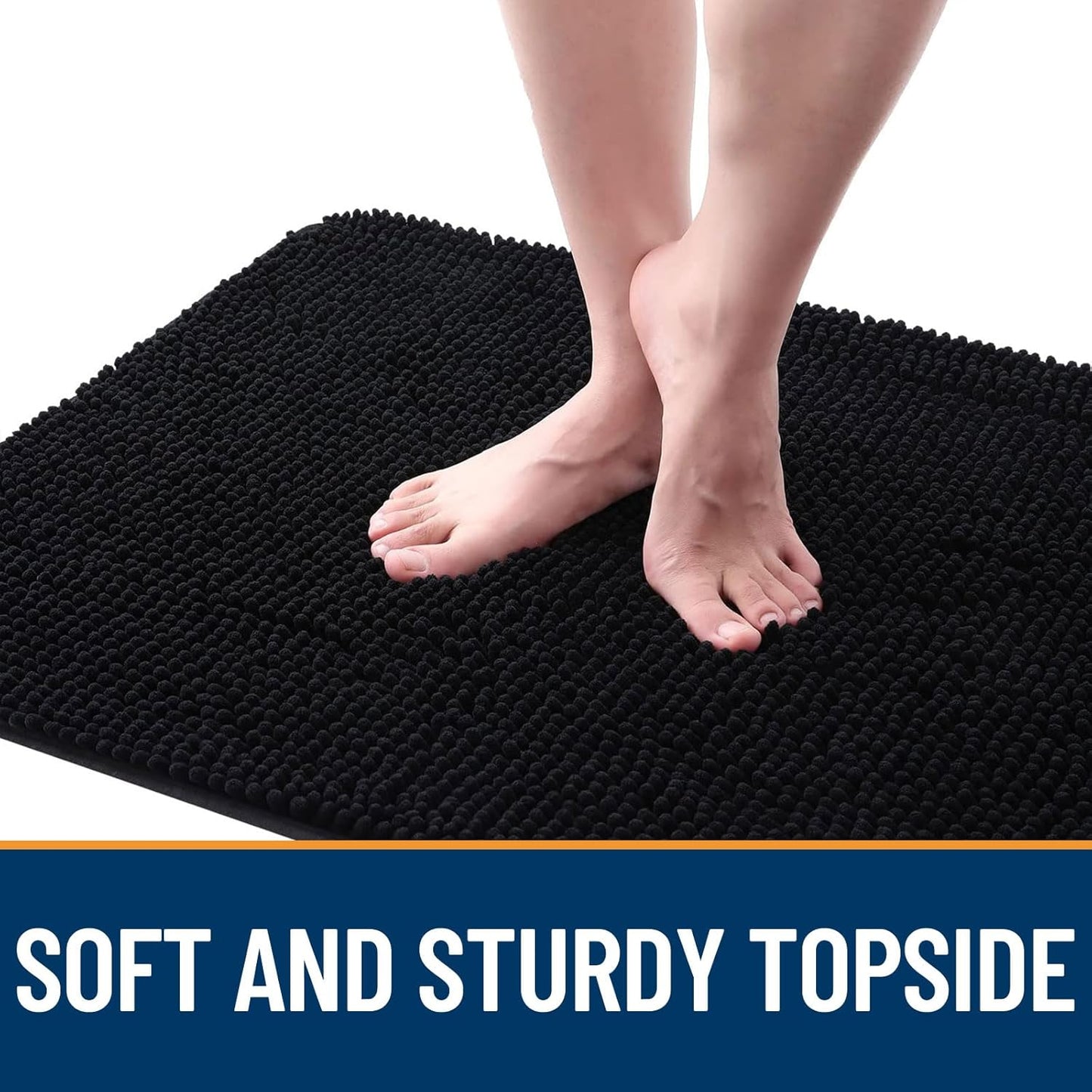 OLANLY Dog Door Mat for Muddy Paws 59x24, Absorbs Moisture and Dirt, Absorbent Non-Slip Washable Doormat, Quick Dry Chenille Mud Mat for Dogs, Entry Indoor Entryway Carpet for Inside Floor, Black
