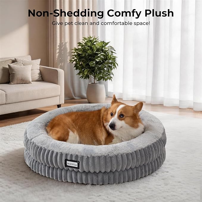 BALANCE Donut Dog Bed, 30 Inches Round Dog Bed Medium Size Dogs Washable - Image 2