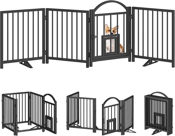 HOOBRO 4 Panel Freestanding Dog Gate by HOOBRO