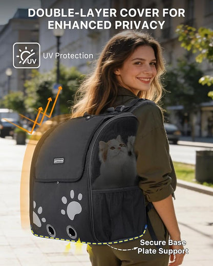 Cat Backpack Carrier with Comfort Handle, Ventilated Cat Backpack with - Image 5