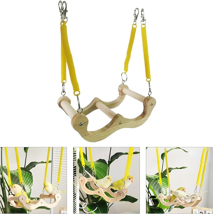 Loaded Bird Swing Handcrafted Wooden Perch - Image 2