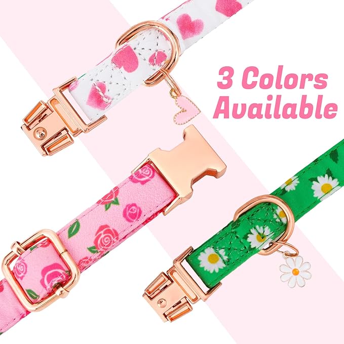 3 Pack Floral Dog Collars for Small Dogs Pink Dog Collar - Image 4