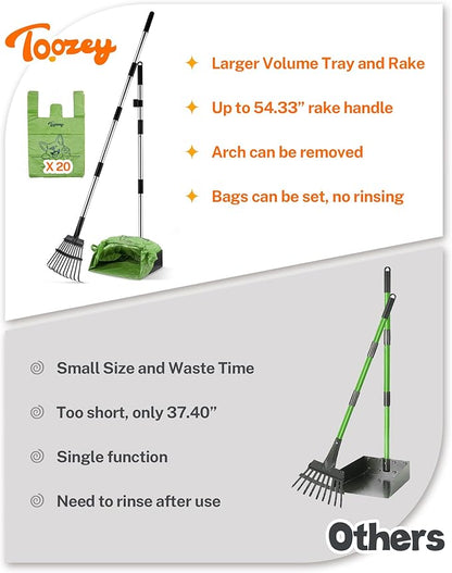 Toozey Dog Pooper Scooper for Large Dogs — 54" Extra Long Handle Poop Scooper - Image 4