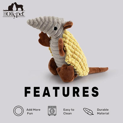 Hollypet Plush Dog Squeaky Toy Stuffed Armadillo Animal Pet Puppy Chew Toys - Image 6