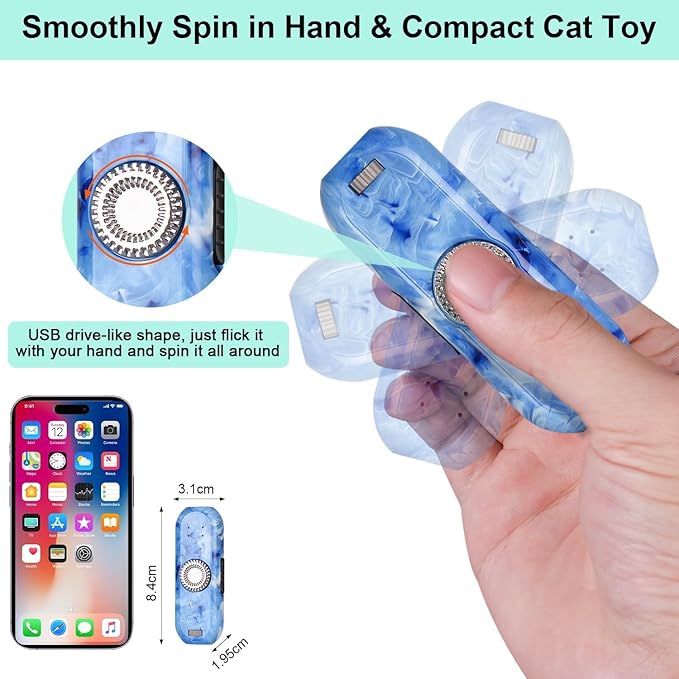 TBTeek Cat Toy, Finger Rotatable, 3 Modes, 5 Fun Patterns, Rechargeable - Image 3