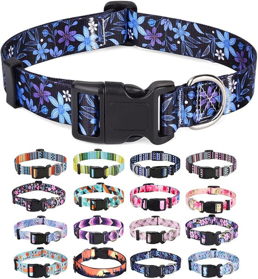 Mihqy Dog Collar with Bohemia Floral Tribal Geometric Patterns by Mihqy