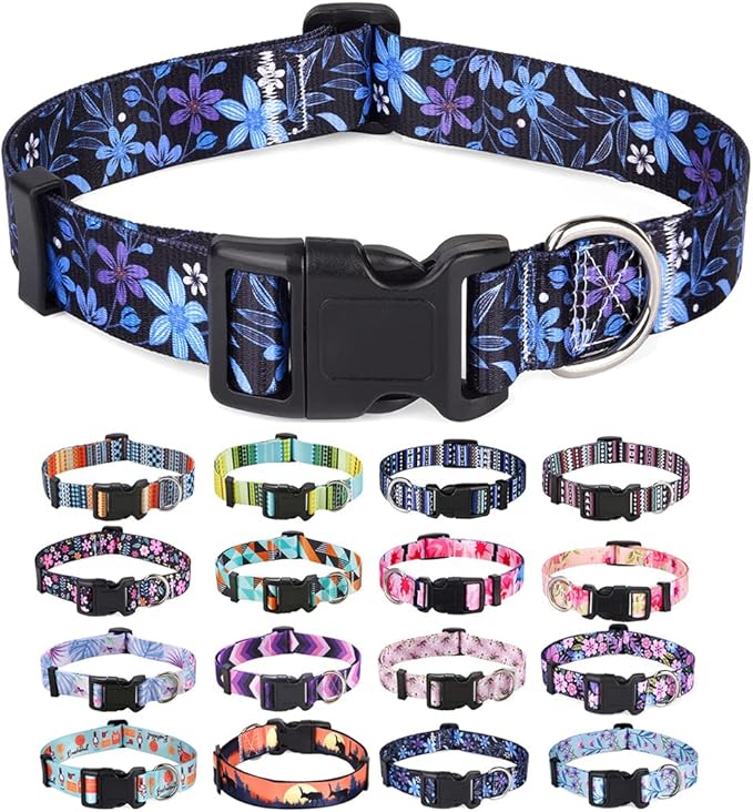 Mihqy Dog Collar with Bohemia Floral Tribal Geometric Patterns by Mihqy