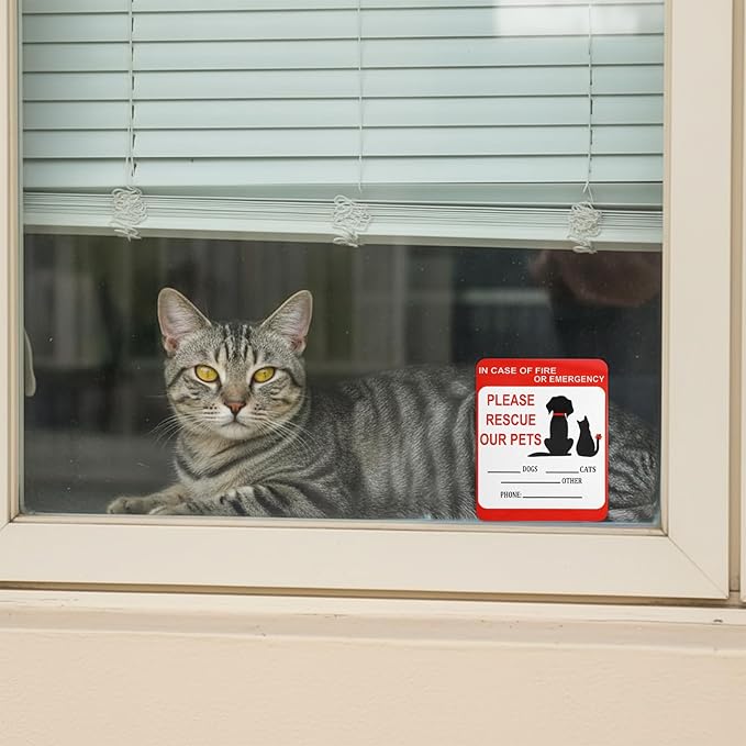 Nogeqi 6 PCS Pet Alert Safety Stickers Pet Fire Rescue Sticker in Case of Fire - Image 4