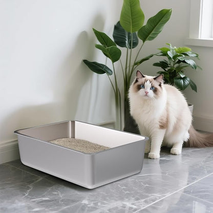 Stainless Steel Litter Box, Non Stick No Smell, Steel Litterbox - Image 7