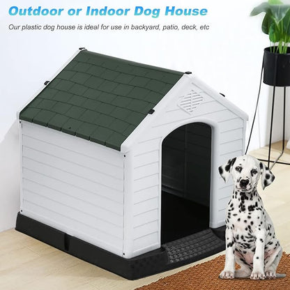 FDW Dog House Indoor Outdoor Durable Ventilate Waterproof Pet Plastic Dog House - Image 2
