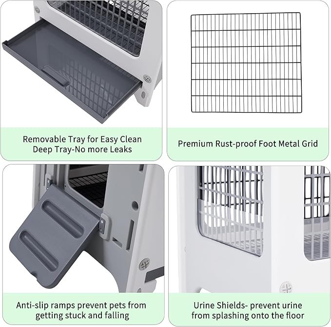 Rabbit Hutch Outdoor Indoor Plastic Waterproof Bunny Cage Enclosure Chew-Proof - Image 4