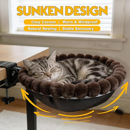 Foldable Cat Desk Bed with Sunken Design, 2 Dual-Sided Reversible Cushions - Image 4