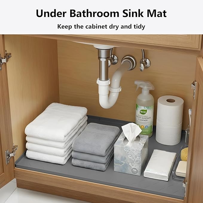 Mateeylife Under Sink Mats for Kitchen Waterproof 28"X19", Undersink - Image 5