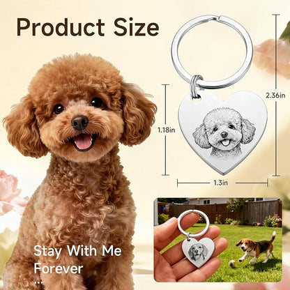 Custom Dog or Cat Portrait Keychain, Personalized Photo Engraved Keychains - Image 3