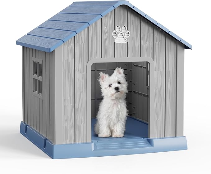 VIXZEN Dog House Outdoor, 31 Inches Weatherproof Resin Dog House Indoor Large by Vixzen