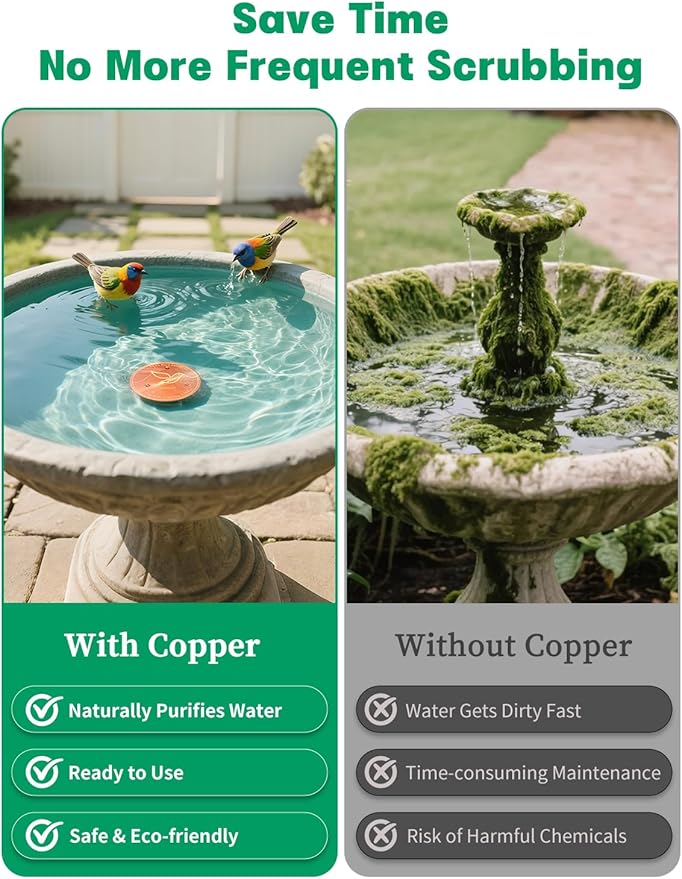 2-Pack Bird Bath Copper Disk, 0.6mm Thick 99.9% Pure Copper Cleaning Disk - Image 2